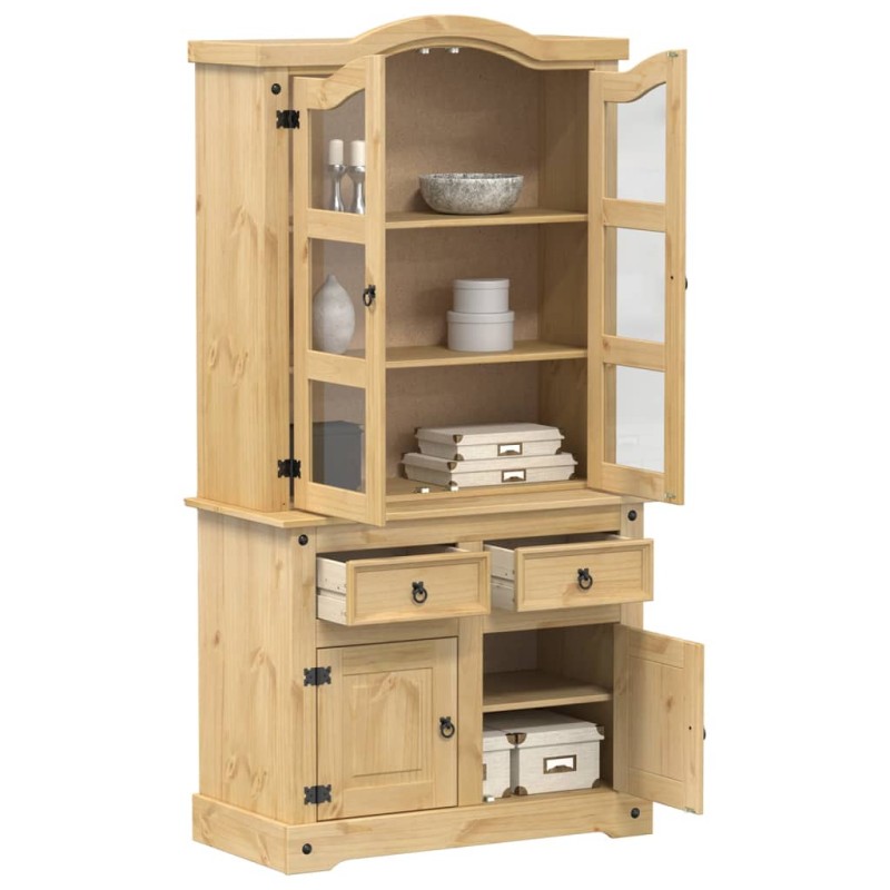 vidaXL Armario con vitrina Corona madera maciza pino 100x48,5x179 cm vidaXL Armario con vitrina Corona madera maciza pino 100x48,5x179 cm