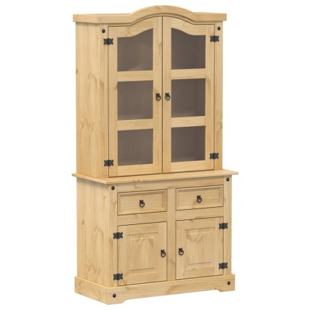 vidaXL Armario con vitrina Corona madera maciza pino 100x48,5x179 cm