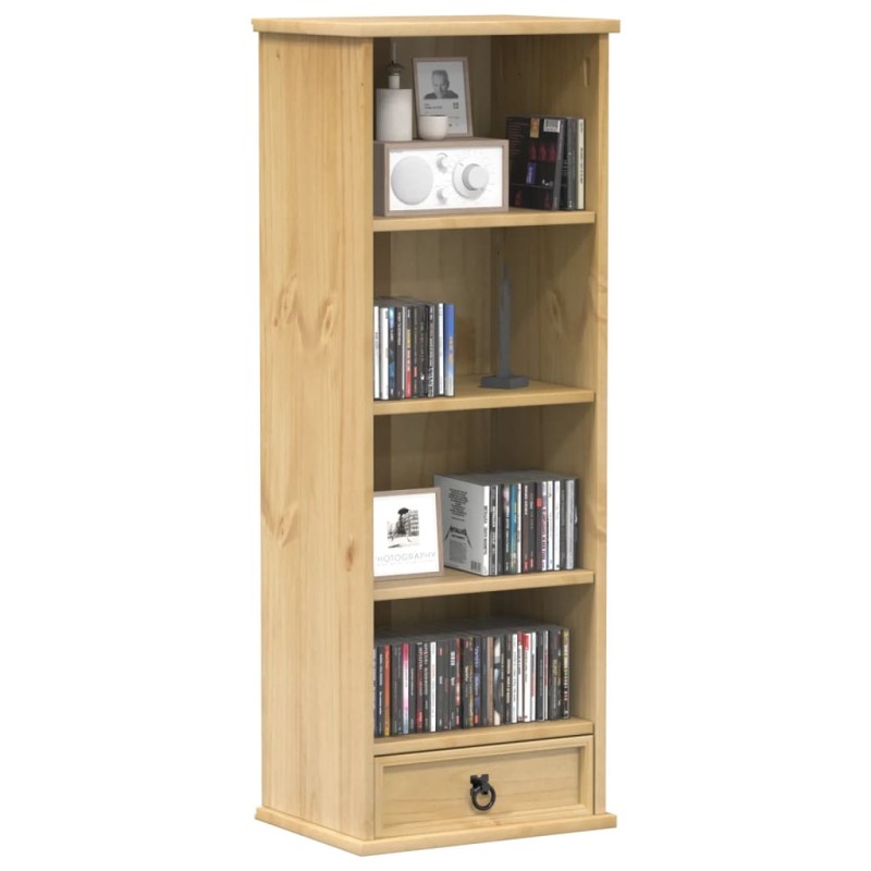 vidaXL Estantería de CDs Corona madera maciza de pino 40x30x110 cm vidaXL Estantería de CDs Corona madera maciza de pino 40x30x110 cm
