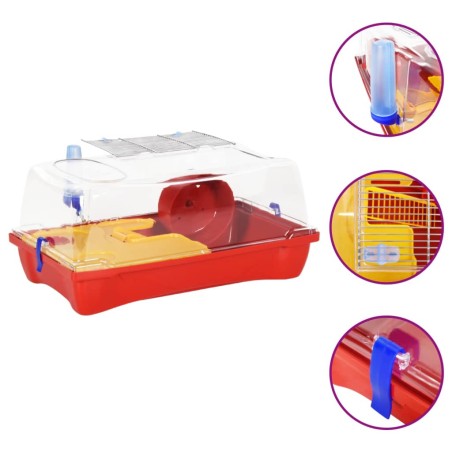 vidaXL Jaula para hámster polipropileno roja 57x33x26 cm