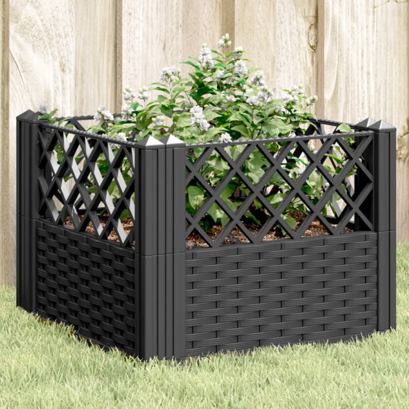 vidaXL Jardinera con clavijas PP negro 43,5x43,5x43,5 cm vidaXL Jardinera con clavijas PP negro 43,5x43,5x43,5 cm