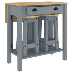 vidaXL Set de bar 3 piezas madera maciza de pino gris