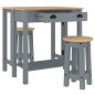 vidaXL Set de bar 3 piezas madera maciza de pino gris vidaXL Set de bar 3 piezas madera maciza de pino gris