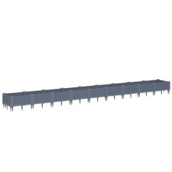 vidaXL Jardinera con clavijas PP gris 362,5x42,5x28,5 cm