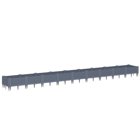 vidaXL Jardinera con clavijas PP gris 362,5x42,5x28,5 cm