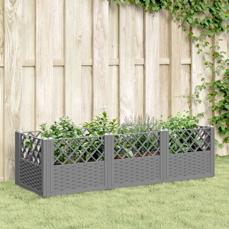 vidaXL Jardinera con clavijas PP gris claro 123,5x43,5x43,5 cm vidaXL Jardinera con clavijas PP gris claro 123,5x43,5x43,5 cm
