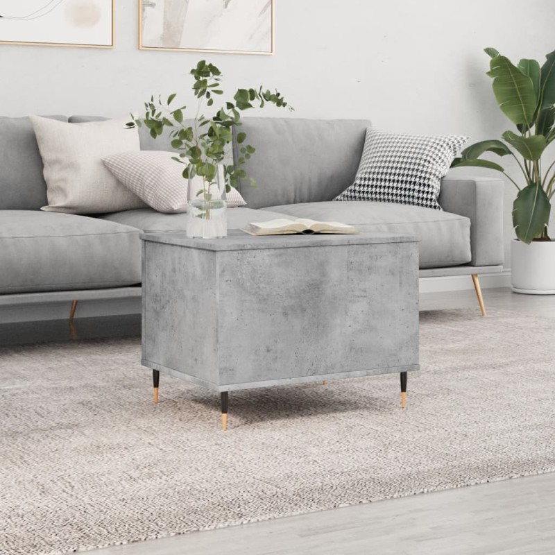 vidaXL Mesa de centro madera contrachapada gris hormigón 60x44,5x45 cm vidaXL Mesa de centro madera contrachapada gris hormigón 60x44,5x45 cm