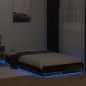 vidaXL Estructura cama con luces LED madera roble ahumado 100x200 cm vidaXL Estructura cama con luces LED madera roble ahumado 100x200 cm