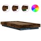 vidaXL Estructura cama con luces LED madera roble ahumado 100x200 cm vidaXL Estructura cama con luces LED madera roble ahumado 100x200 cm