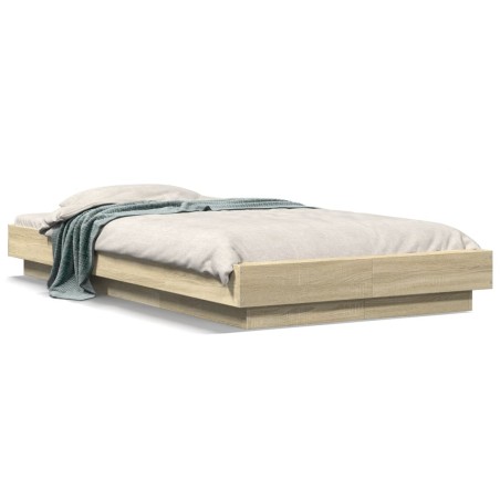 vidaXL Estructura cama con luces LED madera roble Sonoma 90x190 cm