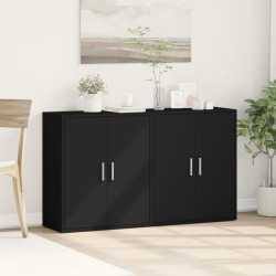 vidaXL Aparador de madera de ingeniería 2 uds negro 60x31x70 cm