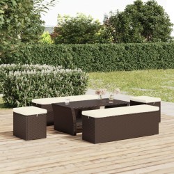 vidaXL Otomana con cojines 2 uds marrón ratán sintético 40x30x40 cm