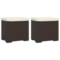 vidaXL Otomana con cojines 2 uds marrón ratán sintético 40x30x40 cm