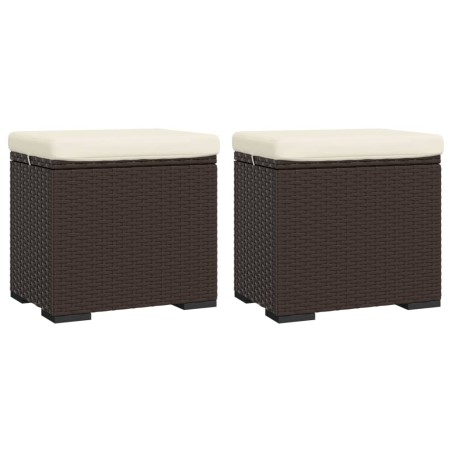 vidaXL Otomana con cojines 2 uds marrón ratán sintético 40x30x40 cm