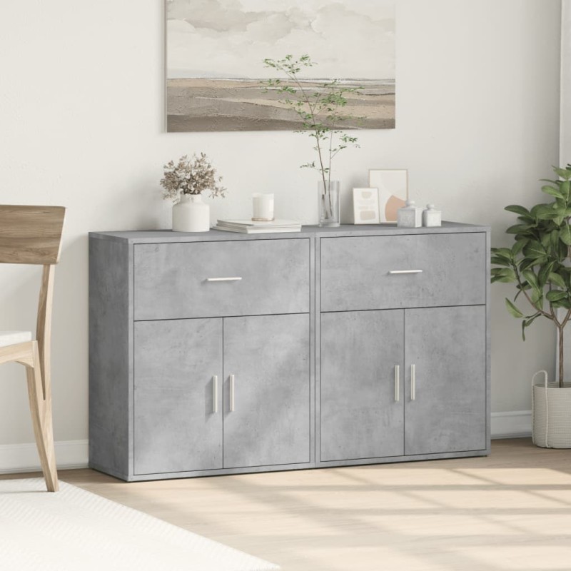 vidaXL Aparador de madera ingeniería 2 uds gris hormigón 60x31x70 cm vidaXL Aparador de madera ingeniería 2 uds gris hormigón 60x31x70 cm