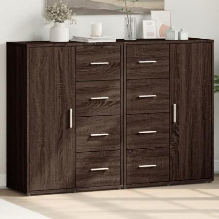 vidaXL Aparadores 2 uds madera de ingeniería marrón roble 60x31x84 cm