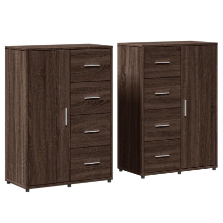 vidaXL Aparadores 2 uds madera de ingeniería marrón roble 60x31x84 cm