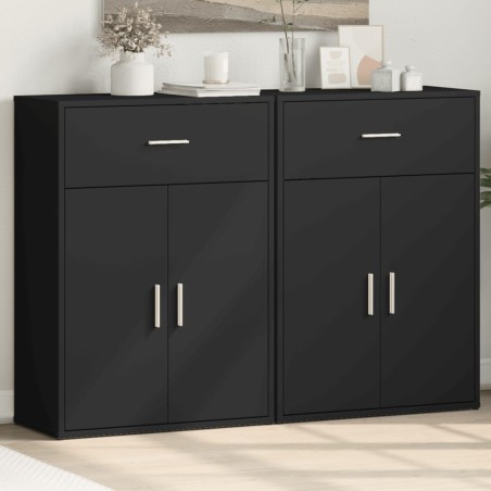 vidaXL Aparadores 2 uds madera de ingeniería negro 60x30x84 cm