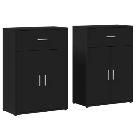 vidaXL Aparadores 2 uds madera de ingeniería negro 60x30x84 cm