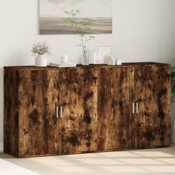 vidaXL Aparadores 2 uds madera de ingeniería roble ahumado 79x38x80 cm