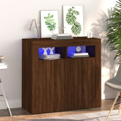 vidaXL Aparador con luces LED roble ahumado 80x35x75 cm