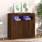 vidaXL Aparador con luces LED roble ahumado 80x35x75 cm vidaXL Aparador con luces LED roble ahumado 80x35x75 cm