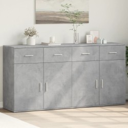 vidaXL Aparadores 2 uds madera de ingeniería gris hormigón 79x38x80 cm