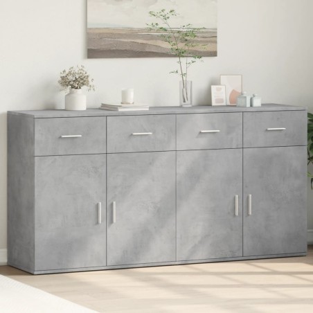 vidaXL Aparadores 2 uds madera de ingeniería gris hormigón 79x38x80 cm