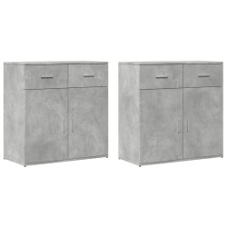 vidaXL Aparadores 2 uds madera de ingeniería gris hormigón 79x38x80 cm