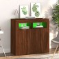 vidaXL Aparador con luces LED roble ahumado 80x35x75 cm vidaXL Aparador con luces LED roble ahumado 80x35x75 cm