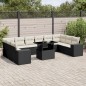 vidaXL Set de sofás de jardín 11 pzas y cojines ratán sintético negro