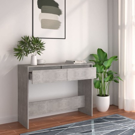 vidaXL Mesa consola madera de ingeniería gris hormigón 100x35x76,5 cm