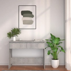 vidaXL Mesa consola madera de ingeniería gris hormigón 100x35x76,5 cm