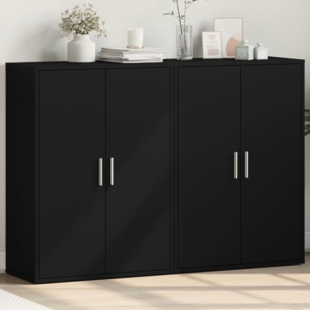 vidaXL Aparadores 2 unidades madera de ingeniería negro 60x31x84 cm