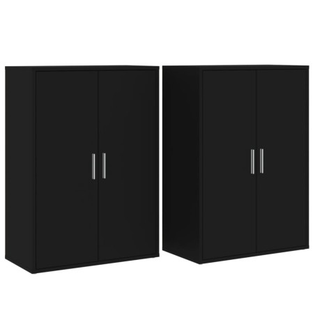 vidaXL Aparadores 2 unidades madera de ingeniería negro 60x31x84 cm