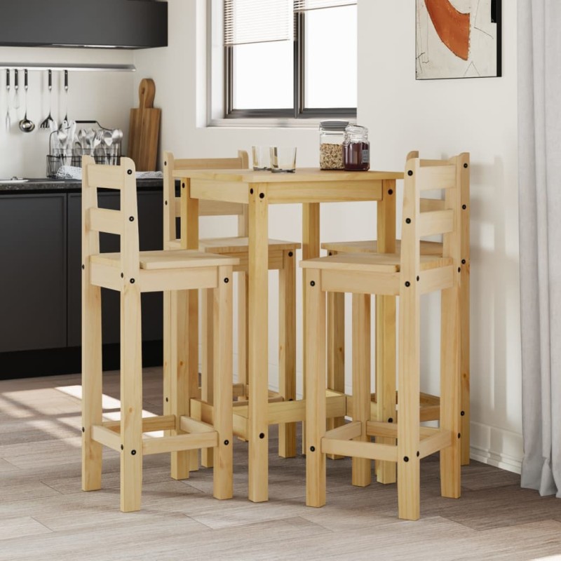 vidaXL Set de bar 5 piezas madera maciza de pino vidaXL Set de bar 5 piezas madera maciza de pino