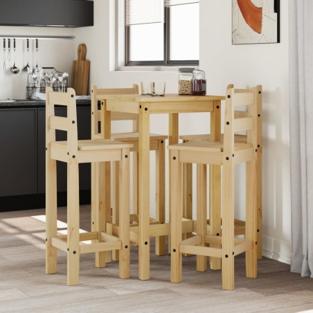 vidaXL Set de bar 5 piezas madera maciza de pino