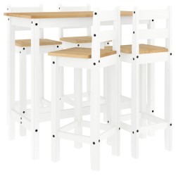 vidaXL Set de bar 5 piezas madera maciza de pino blanco