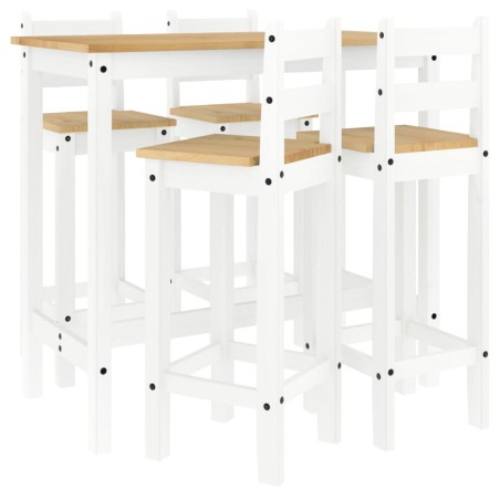 vidaXL Set de bar 5 piezas madera maciza de pino blanco