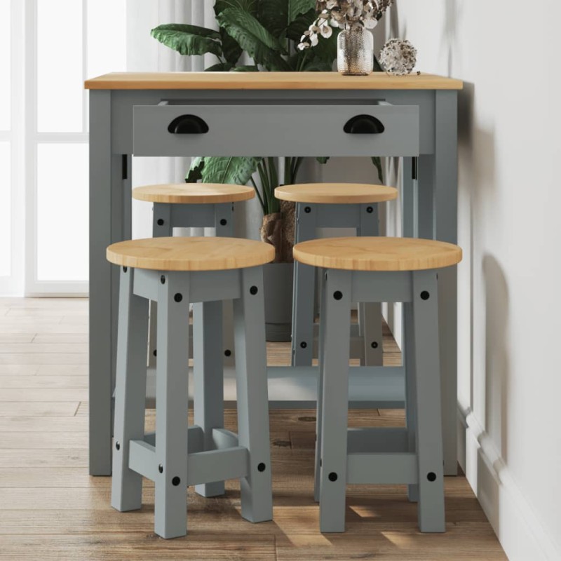 vidaXL Set de bar 5 piezas madera maciza de pino gris vidaXL Set de bar 5 piezas madera maciza de pino gris