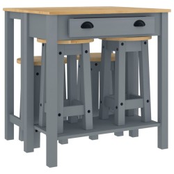 vidaXL Set de bar 5 piezas madera maciza de pino gris