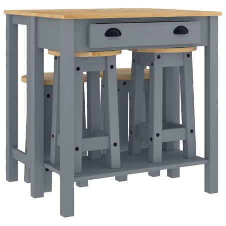 vidaXL Set de bar 5 piezas madera maciza de pino gris