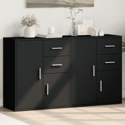 vidaXL Aparador de madera de ingeniería 2 uds negro 60x31x70 cm