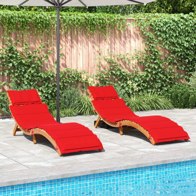 vidaXL Tumbonas con cojines 2 uds madera maciza de acacia rojo vidaXL Tumbonas con cojines 2 uds madera maciza de acacia rojo