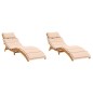 vidaXL Tumbonas con cojines 2 uds madera maciza de acacia beige vidaXL Tumbonas con cojines 2 uds madera maciza de acacia beige