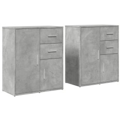 vidaXL Aparador de madera ingeniería 2 uds gris hormigón 60x31x70 cm