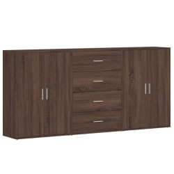 vidaXL Aparadores 3 uds madera de ingeniería marrón roble 60x31x84 cm