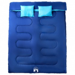 vidaXL Saco de dormir doble y almohadas camping adultos 3-4 estaciones