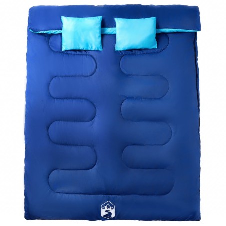 vidaXL Saco de dormir doble y almohadas camping adultos 3-4 estaciones