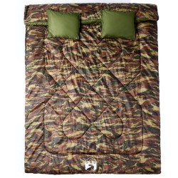 vidaXL Saco de dormir doble y almohadas camping adultos 3-4 estaciones